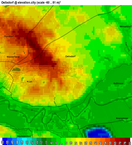 Oelixdorf elevation map