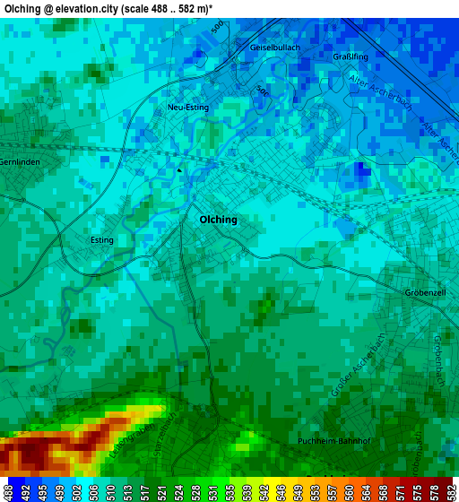 Olching elevation map