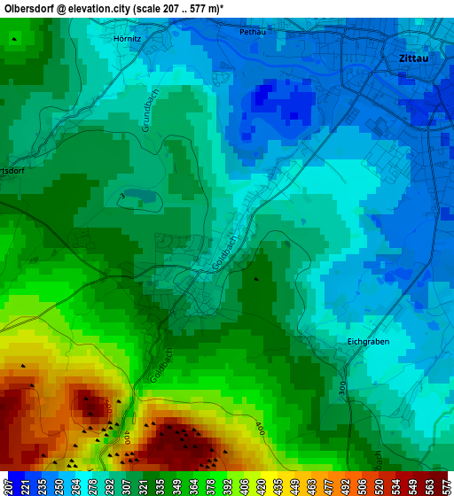 Olbersdorf elevation map