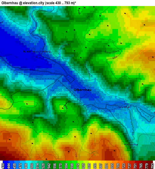 Olbernhau elevation map