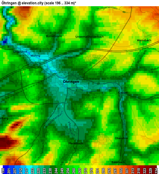 Öhringen elevation map