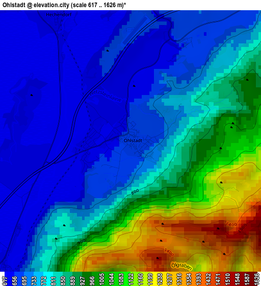 Ohlstadt elevation map