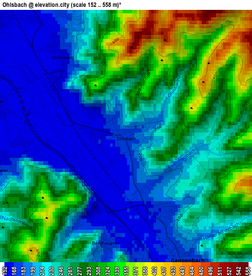 Ohlsbach elevation map