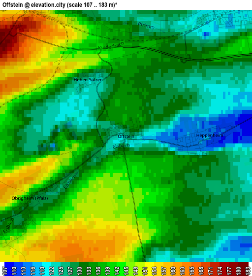 Offstein elevation map