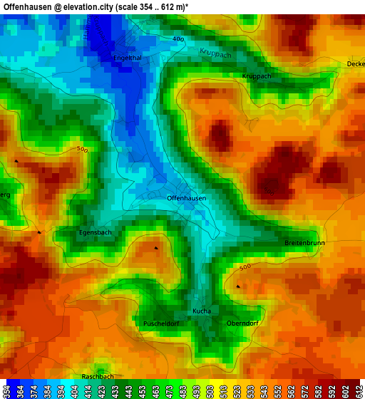 Offenhausen elevation map