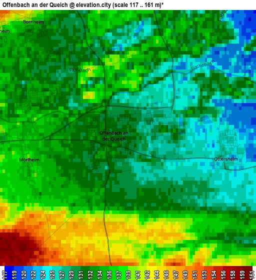 Offenbach an der Queich elevation map