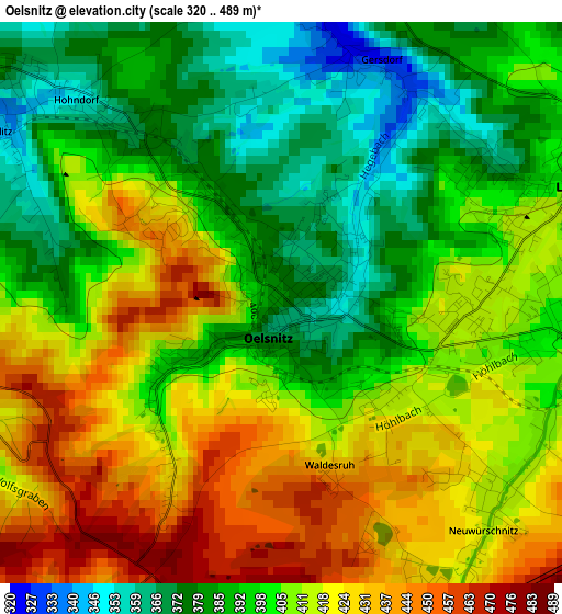 Oelsnitz elevation map