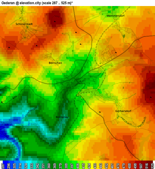 Oederan elevation map