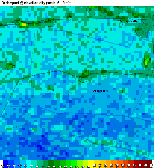 Oederquart elevation map