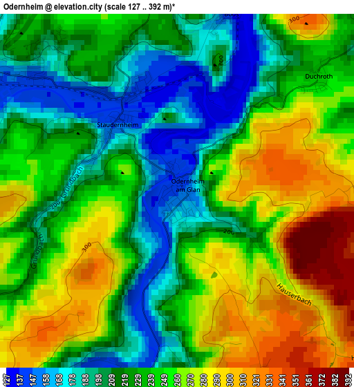 Odernheim elevation map