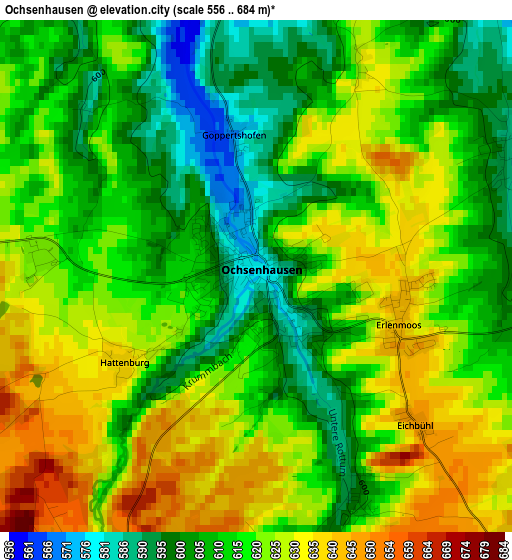 Ochsenhausen elevation map