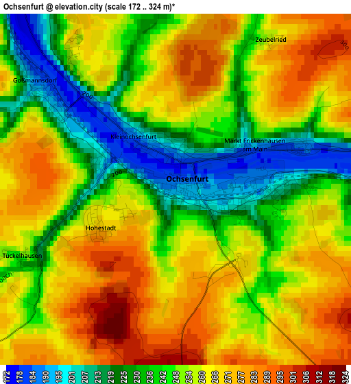 Ochsenfurt elevation map