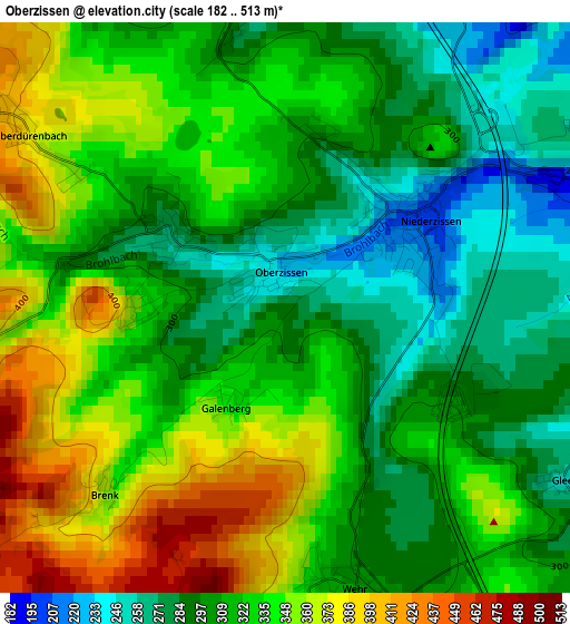 Oberzissen elevation map