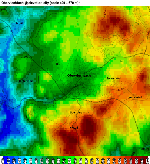 Oberviechtach elevation map