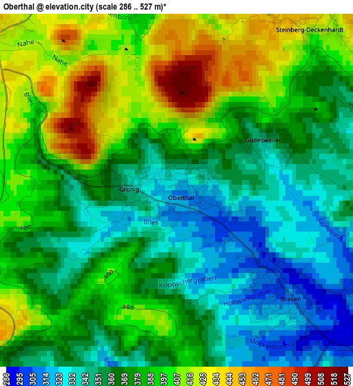 Oberthal elevation map