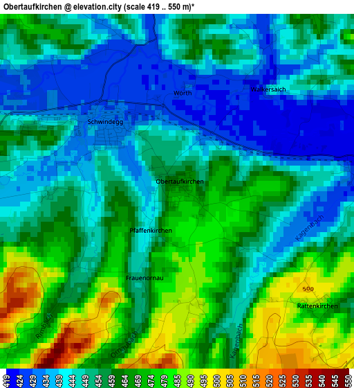 Obertaufkirchen elevation map