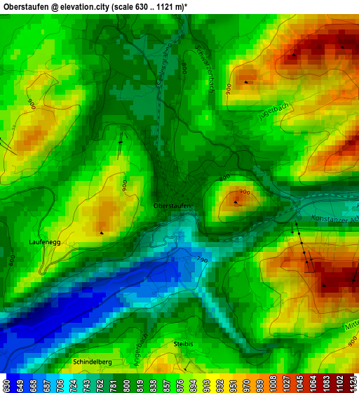 Oberstaufen elevation map