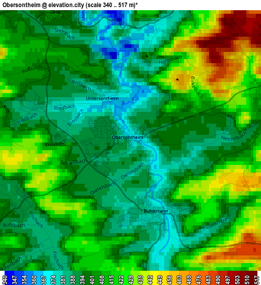 Obersontheim elevation map