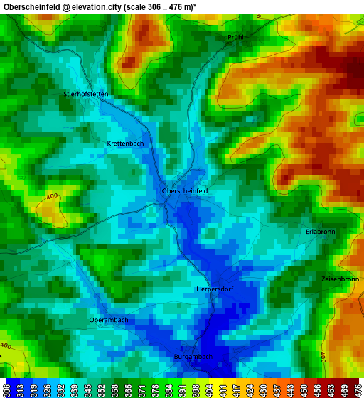 Oberscheinfeld elevation map