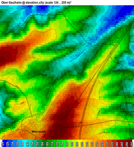 Ober-Saulheim elevation map