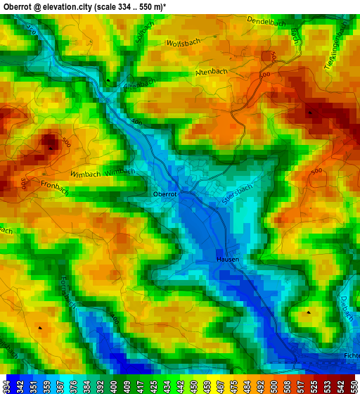 Oberrot elevation map