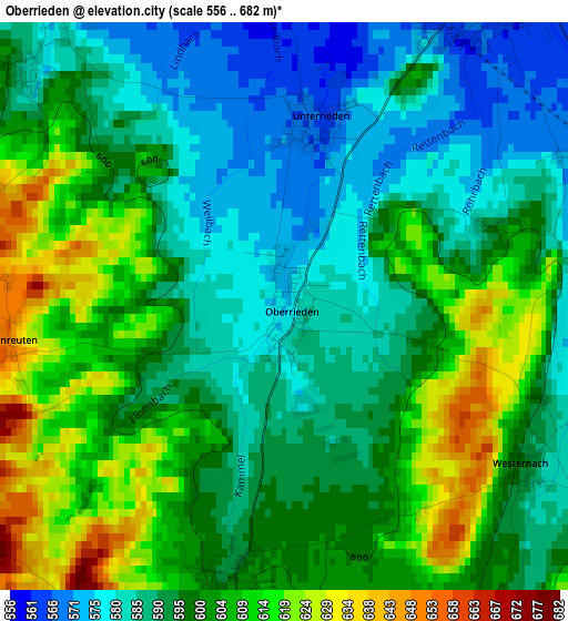 Oberrieden elevation map