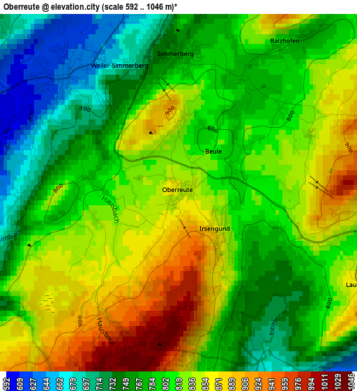 Oberreute elevation map