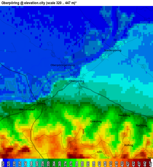 Oberpöring elevation map