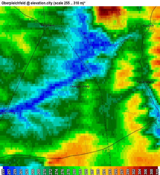 Oberpleichfeld elevation map