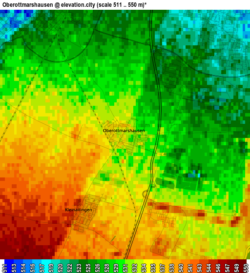 Oberottmarshausen elevation map