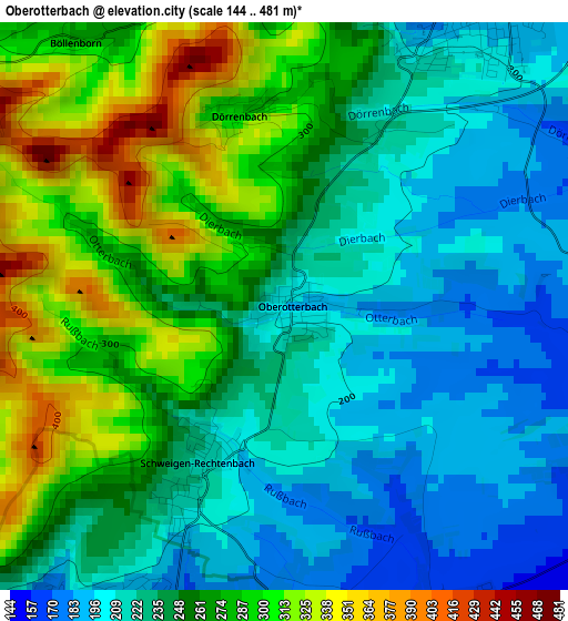 Oberotterbach elevation map