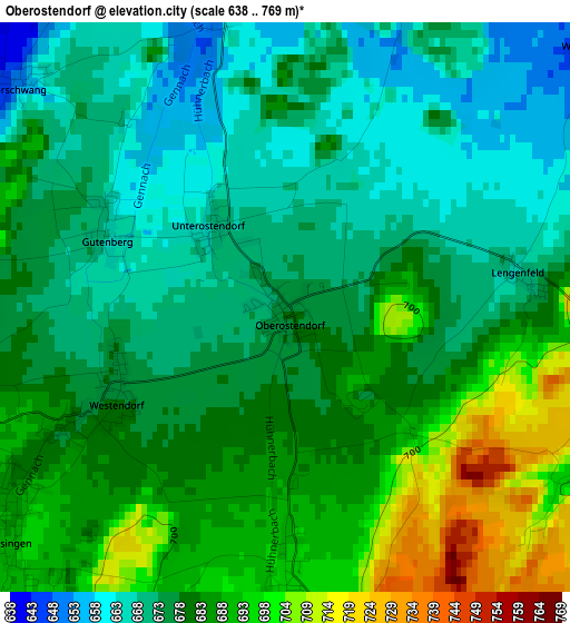 Oberostendorf elevation map