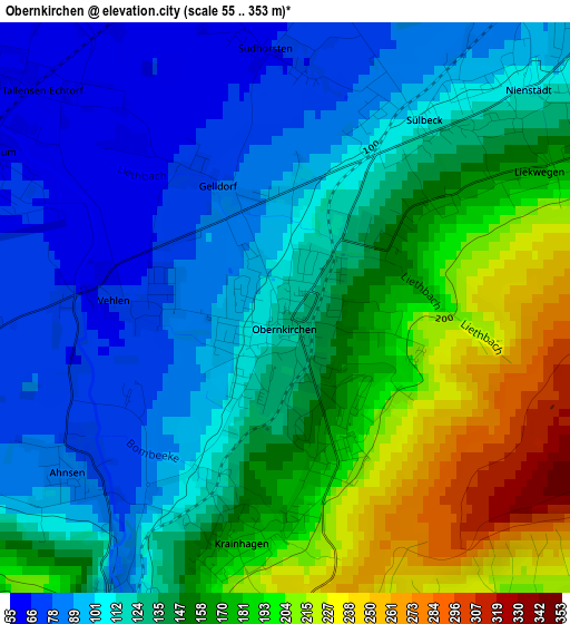 Obernkirchen elevation map