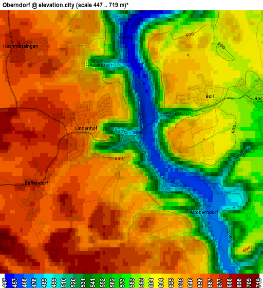 Oberndorf elevation map