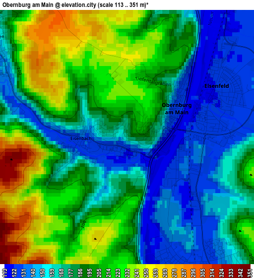 Obernburg am Main elevation map