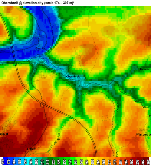 Obernbreit elevation map