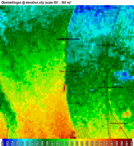 Obermeitingen elevation map