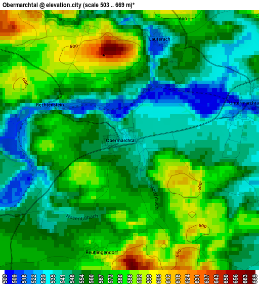 Obermarchtal elevation map