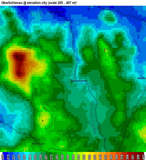 Oberlichtenau elevation map