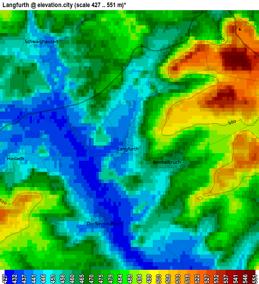 Langfurth elevation map