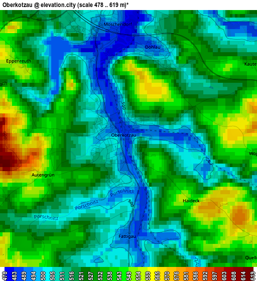 Oberkotzau elevation map