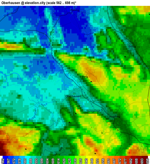 Oberhausen elevation map