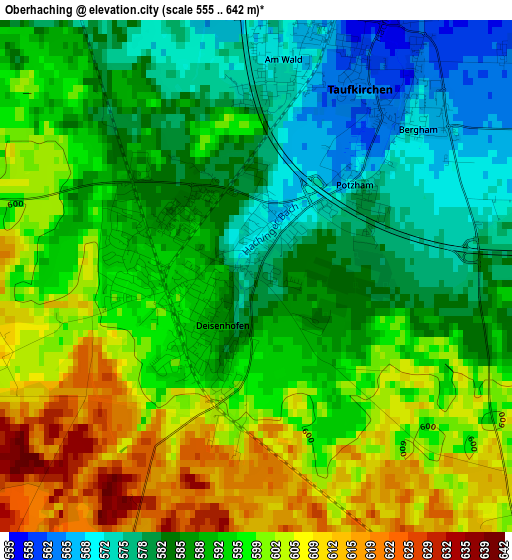 Oberhaching elevation map