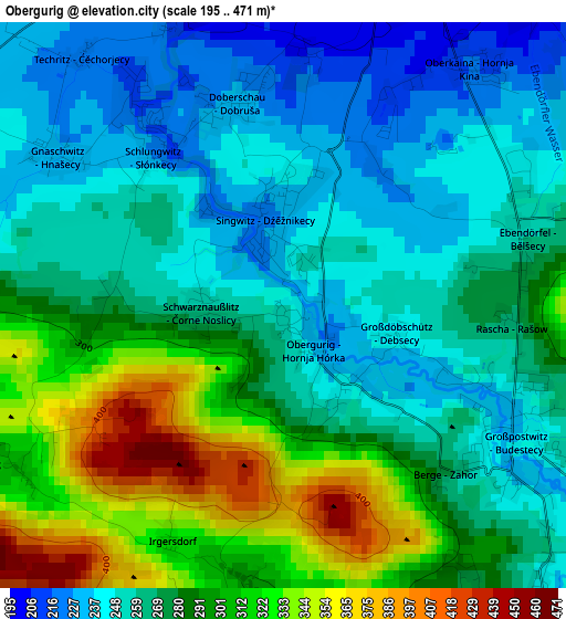 Obergurig elevation map