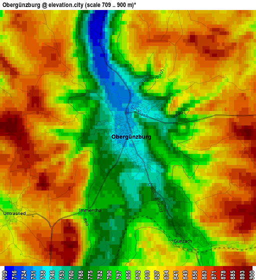 Obergünzburg elevation map