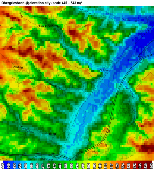 Obergriesbach elevation map