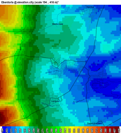 Oberdorla elevation map