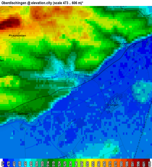 Oberdischingen elevation map