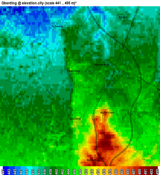 Oberding elevation map