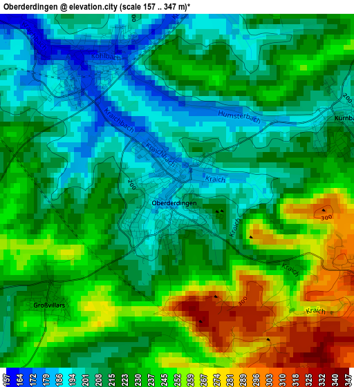 Oberderdingen elevation map